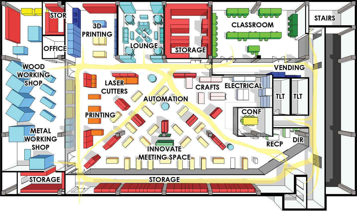 Conceptual Floor Plan of the Wright State University Innopreneurship Lab