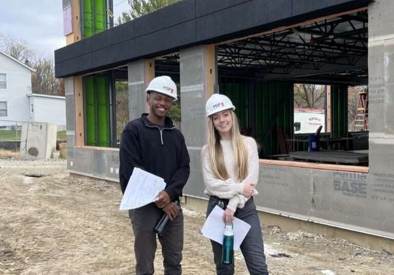 Our co-ops, Kylee and Christian visiting a job site during their time at msp.