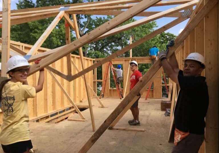MSP employees Reuben Blair, Josh Rexhausen, Ben Wing, and Patrick Quinn volunteered with Habitat for Humanity Greater Cincinnati